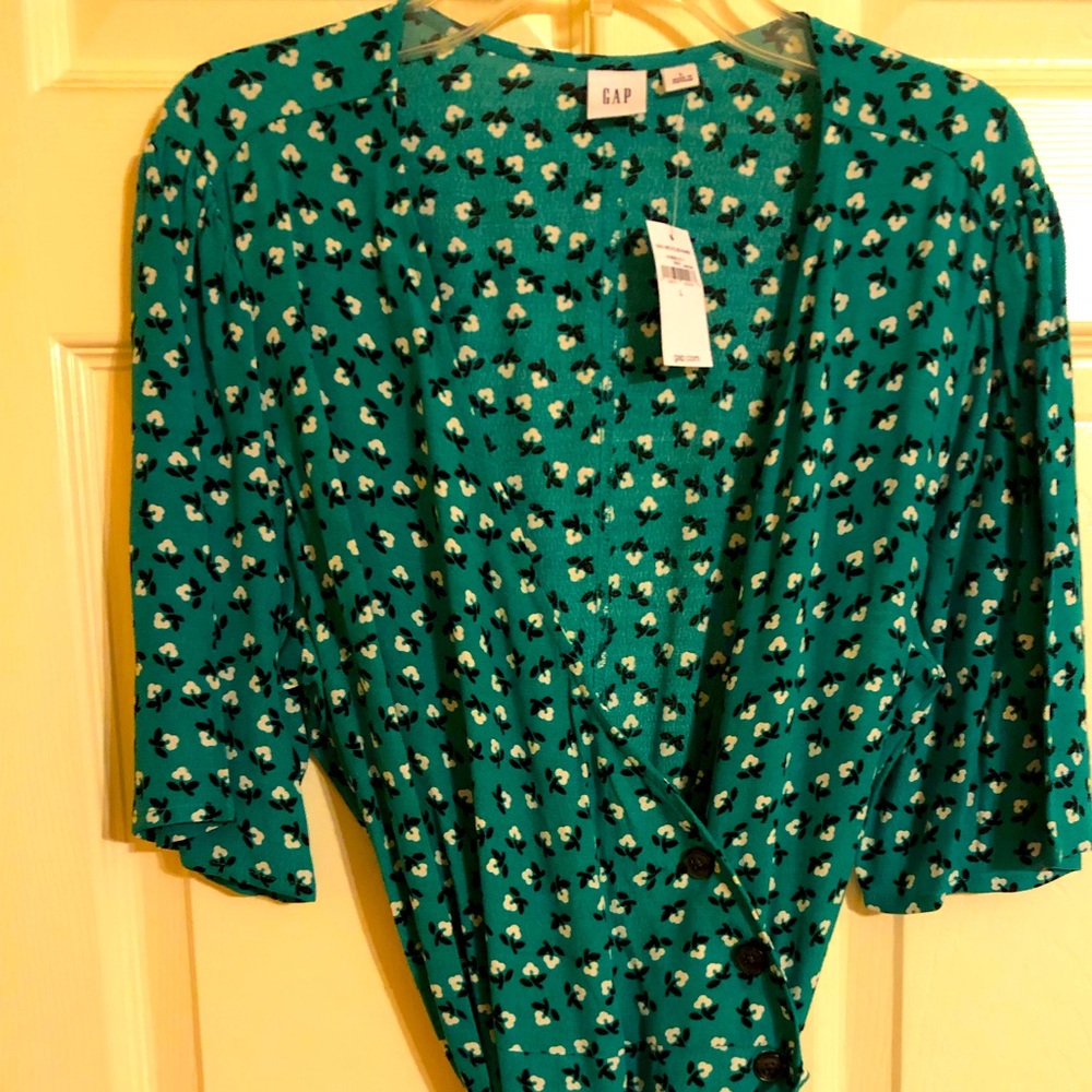 New Gap Green Floral Midi Dress L